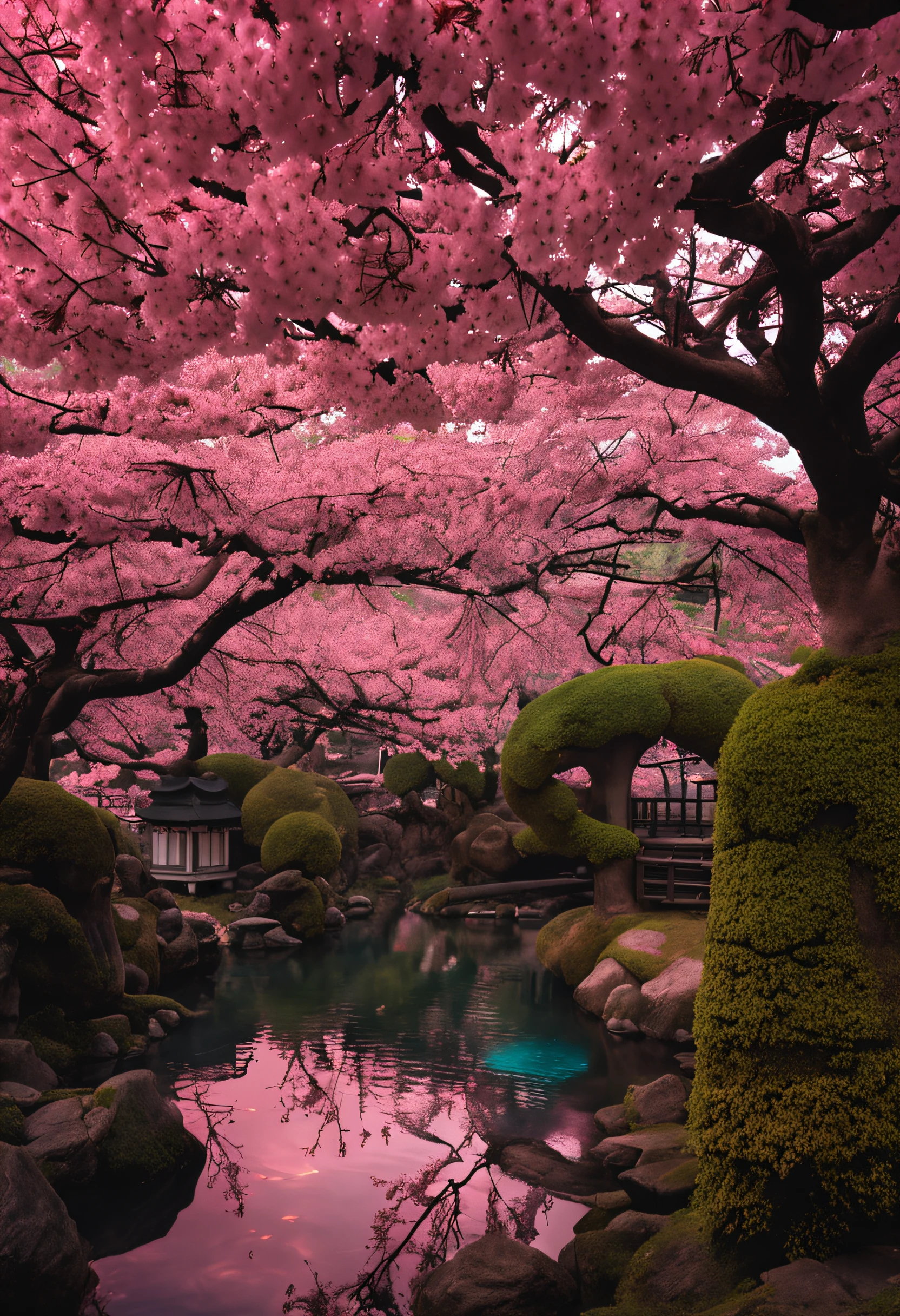 Beautiful Japanese cherry blossom garden