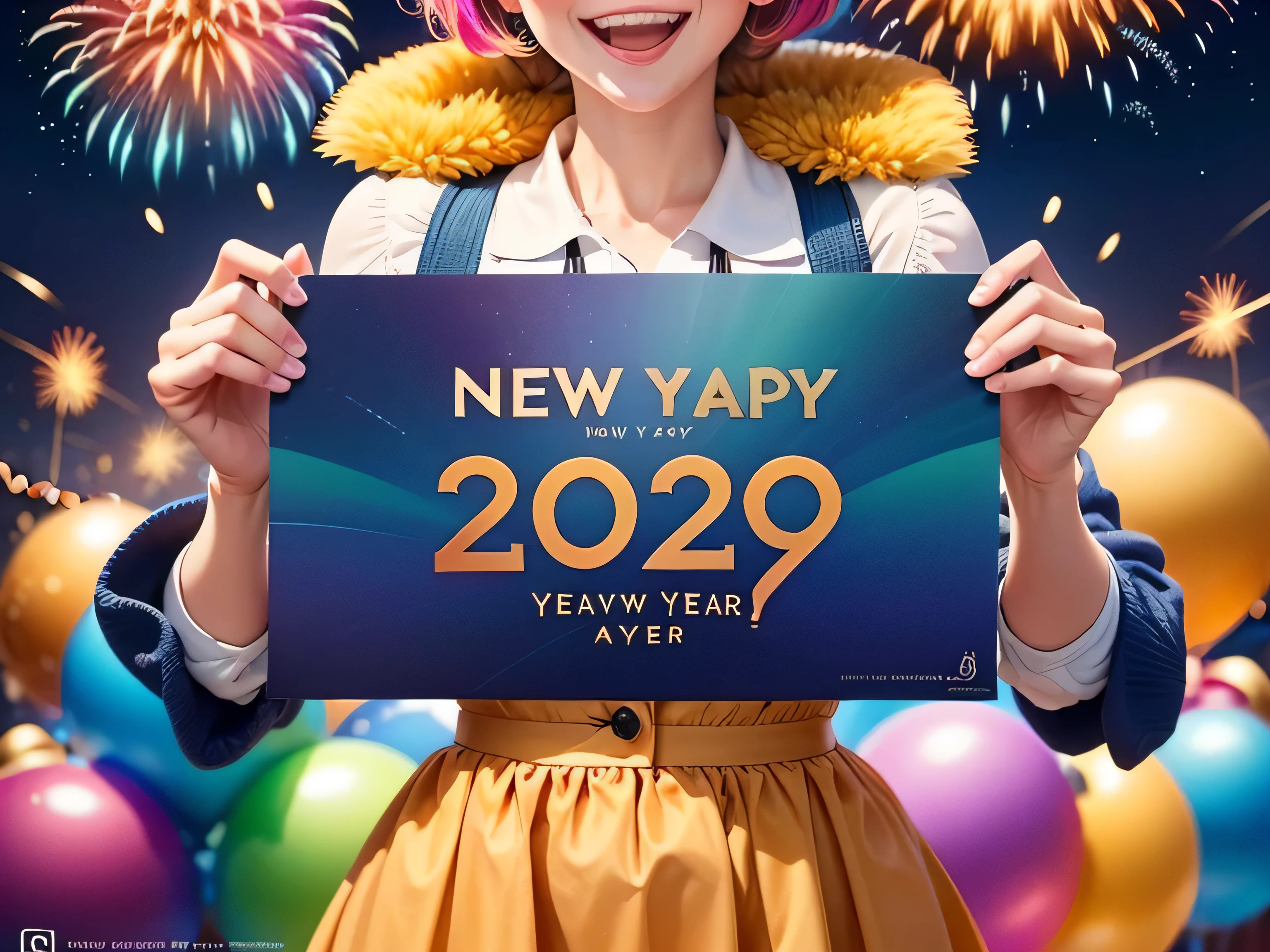 "Create a New Year poster full of happiness and refreshing energy.! Show your interests and true self for the upcoming year.. Add details that make your New Year's project stand out. Whether it's a beautiful picture, flexible message, or bright colors. Prepare to welcome the new year with unique style and happiness.!"