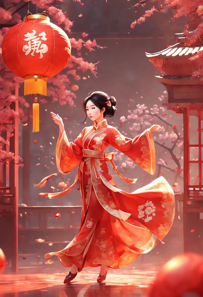 New Year's Day, chinese new year party, joyful and playful atmosphere, enhance, intricate, (best quality, masterpiece, Representative work, official art, Professional, unity 8k wallpaper:1.3)