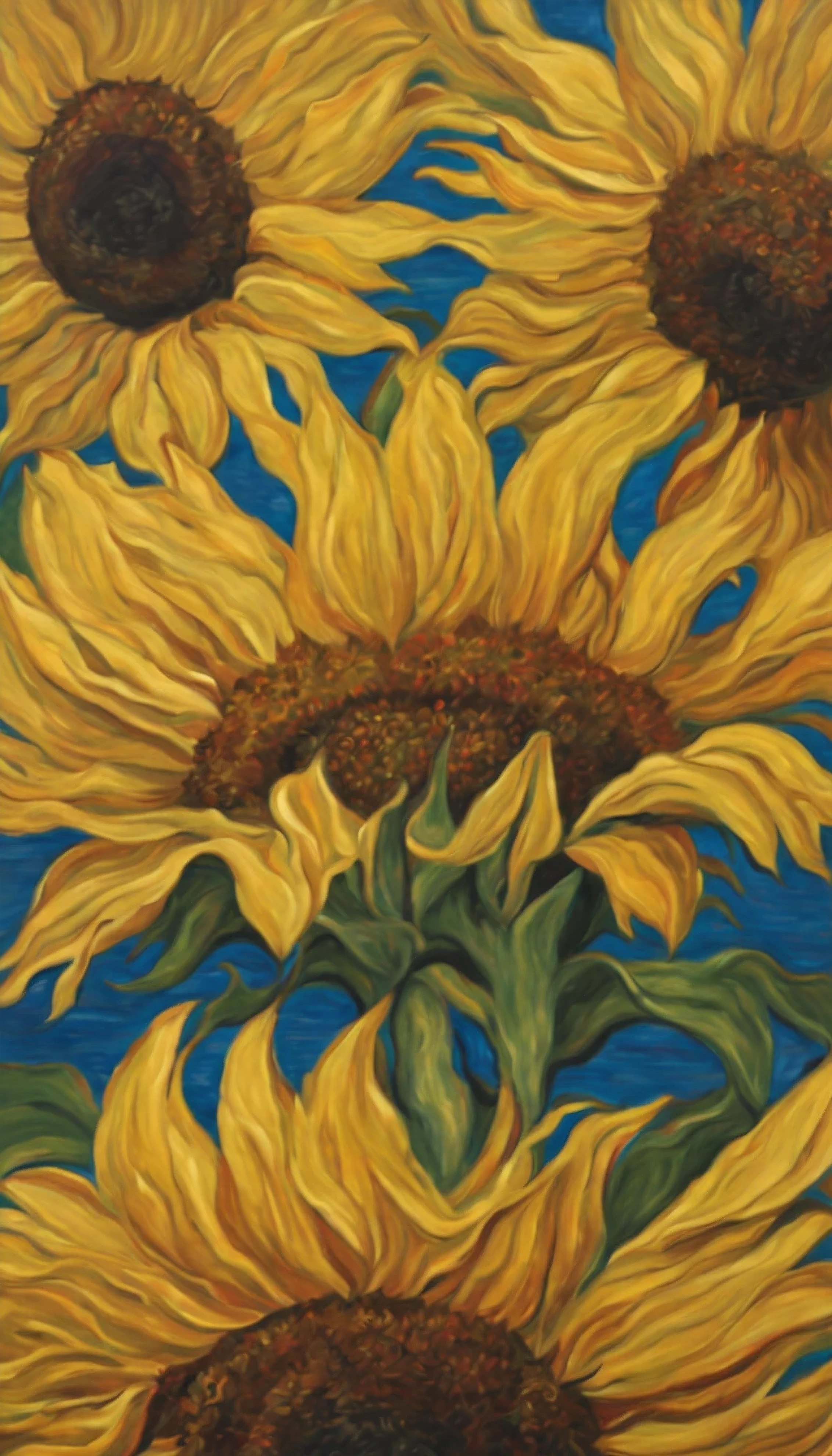girassol, Van Gogh, oil-painting, realista