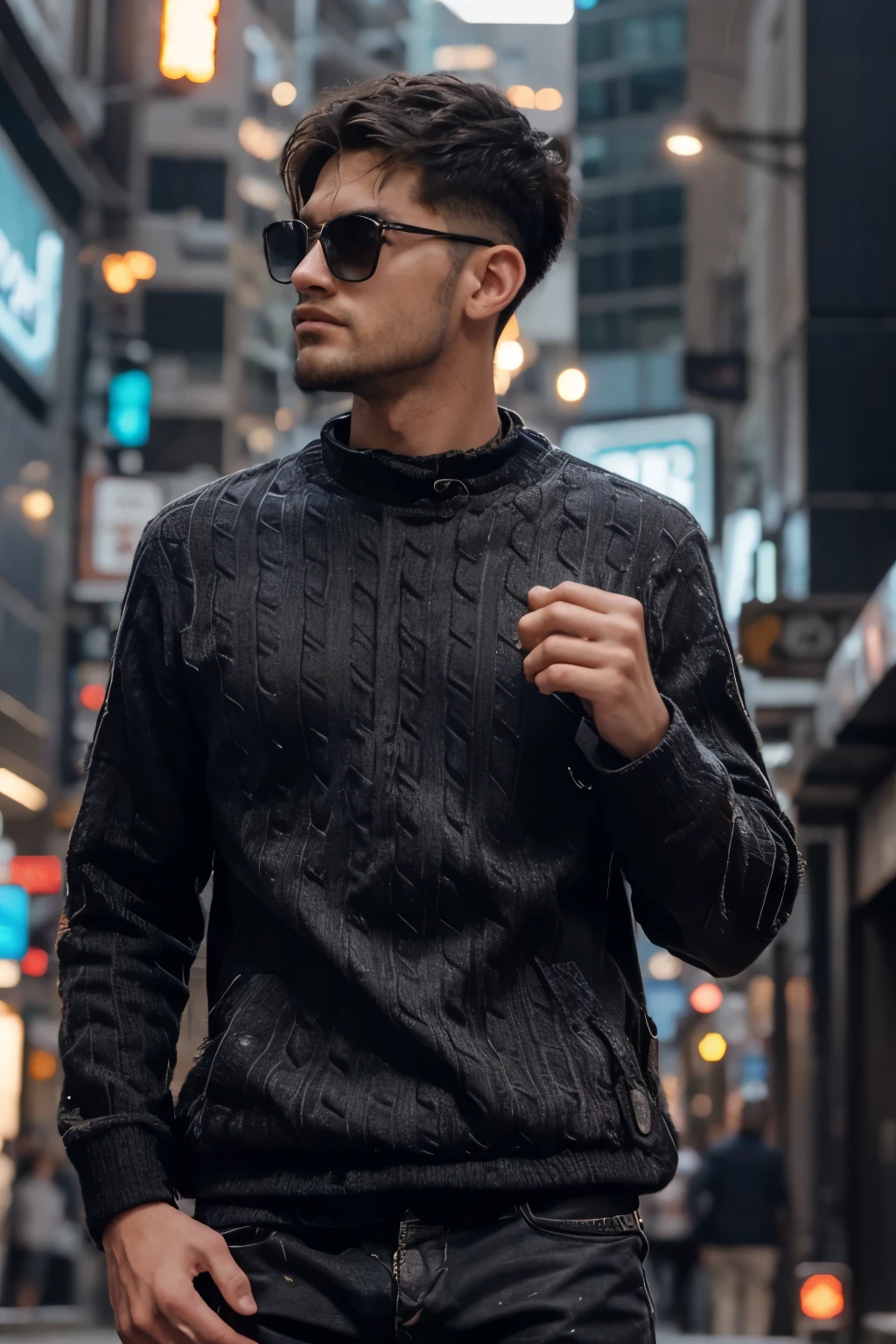 Change background cyberpunk handsome boy, realistic face, 8k, ultra realistic