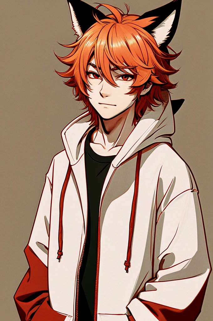 Illustration of a fox boy wearing a dragon hoodie
