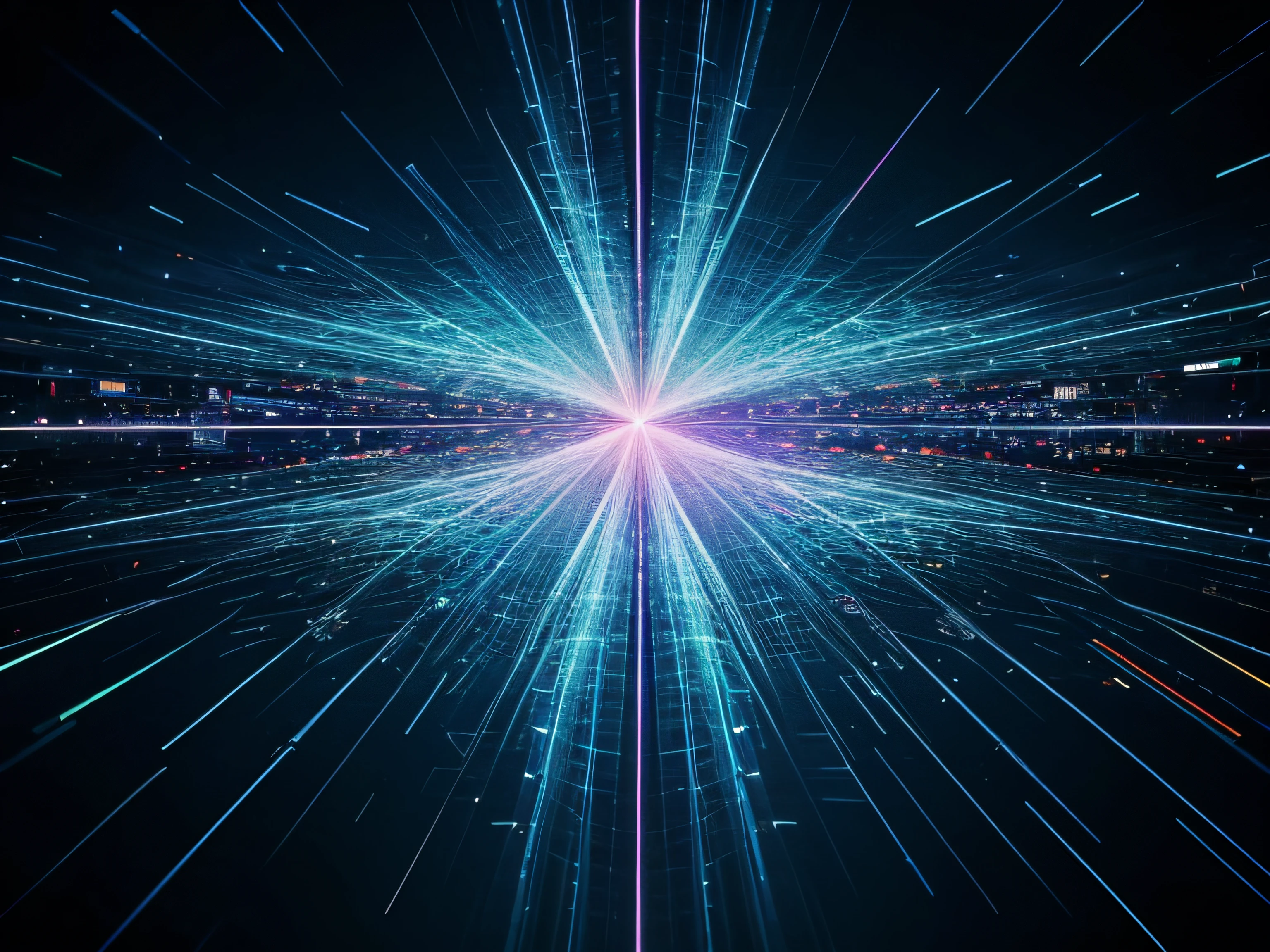 abstract digital holographic background with city and network connection