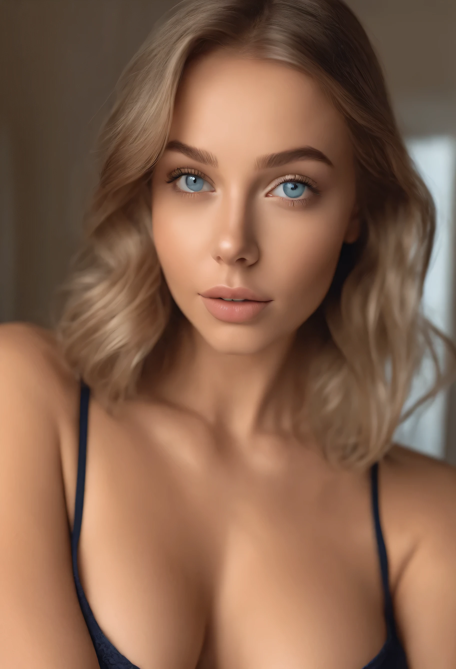 arafed woman fully , with blue eyes, ultra realistic, meticulously detailed, portrait sophie mudd, blonde hair and large eyes, selfie of a young woman, bedroom eyes, violet myers, without makeup, natural makeup, looking directly at the camera, face with artgram, subtle makeup, stunning full body standing, in bathroom, large size bust, showing, no bra, no bottoms,stunning full body shot in a bedroom, medium to large breast, exposed breast, exposed bottoms, wearing nothing, showing, shaved bottom region,, fully. , naked body, atomically perfect breast, large breast