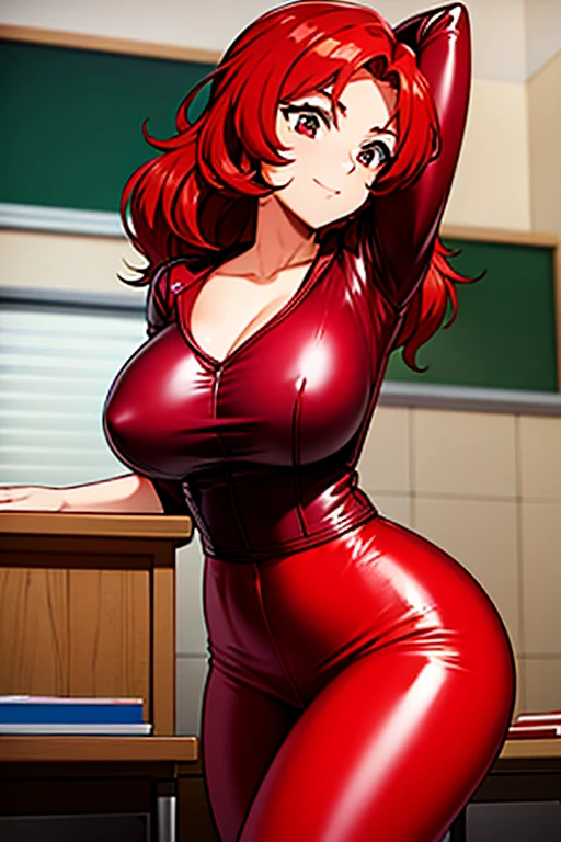 Teacher Classroom Sexy Red hair Leather pants