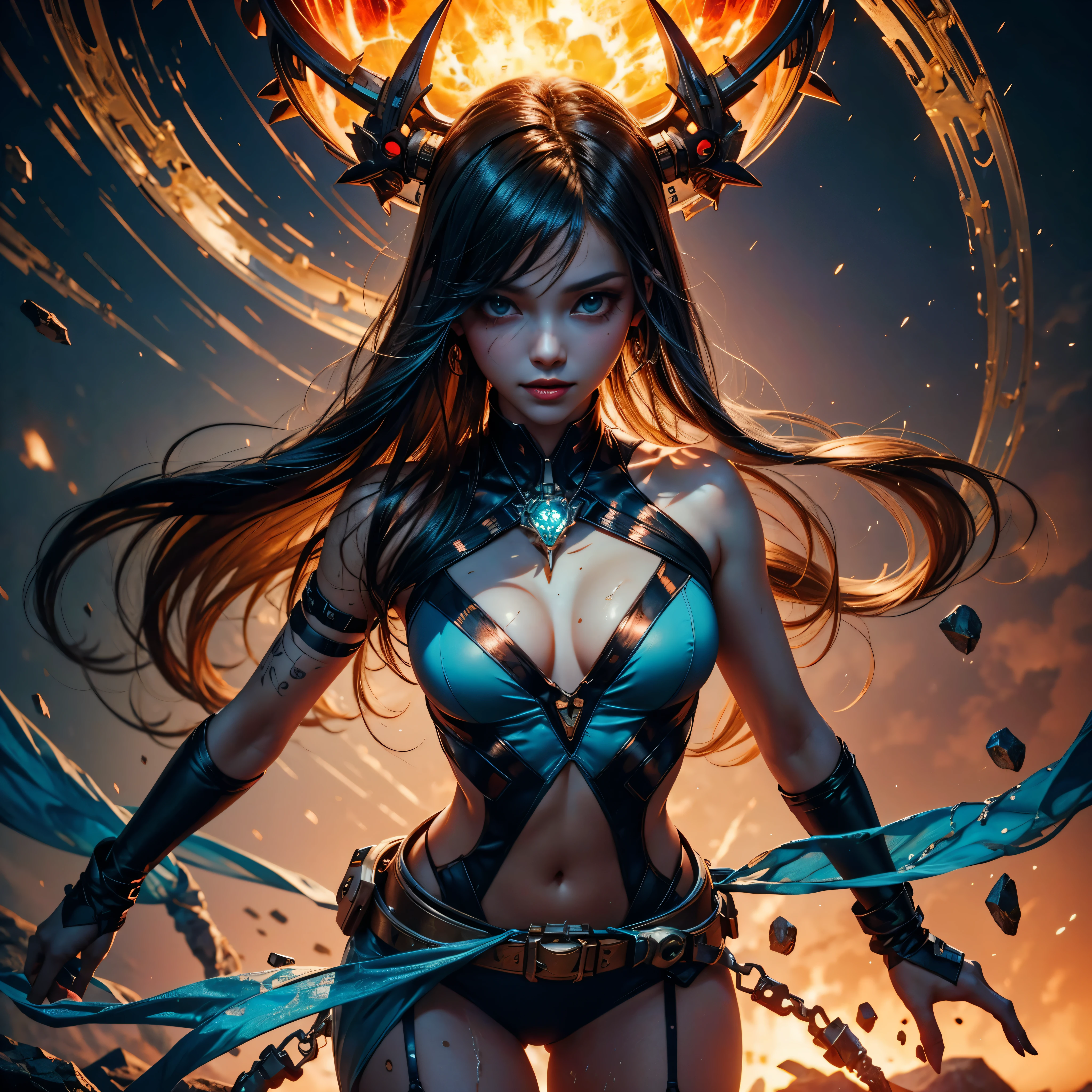 A woman trapped in a distortion of space and time, full body, a chaotic painting filled with fractal art and psychedelic art, highly detailed, cinematic, realistic, intricate patterns, swirling colors, glitching effects, dreamlike, surreal, hypnotic, (best quality, 8k, highres, masterpiece:1.2), ultra-detailed, photorealistic, 3d, digital painting, concept art, dramatic lighting, moody atmosphere, vivid colors