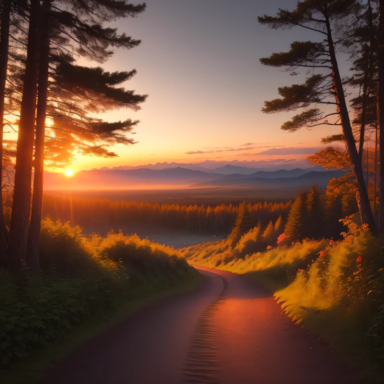 path, wilderness, sunse