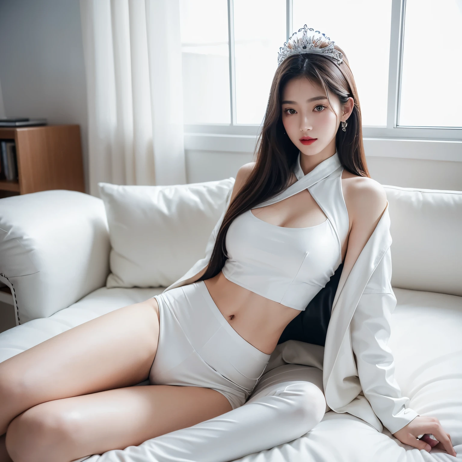 "CG,Highest image quality,tmasterpiece,Delicate and delicate Bicheng,((185cm美女)),(Tall and tall),Imperial sister,Queen temperament,with fair skin,,long leges,Perfect facial features,eyes with brightness,Redlip,Beautiful and cold,(Big break)),Delicate glowing eyeelly button clothes,white leather clothes,tight leather clothes,4k画质,Ms. Cosmo, Modern age city,Realistic portrait,
信息