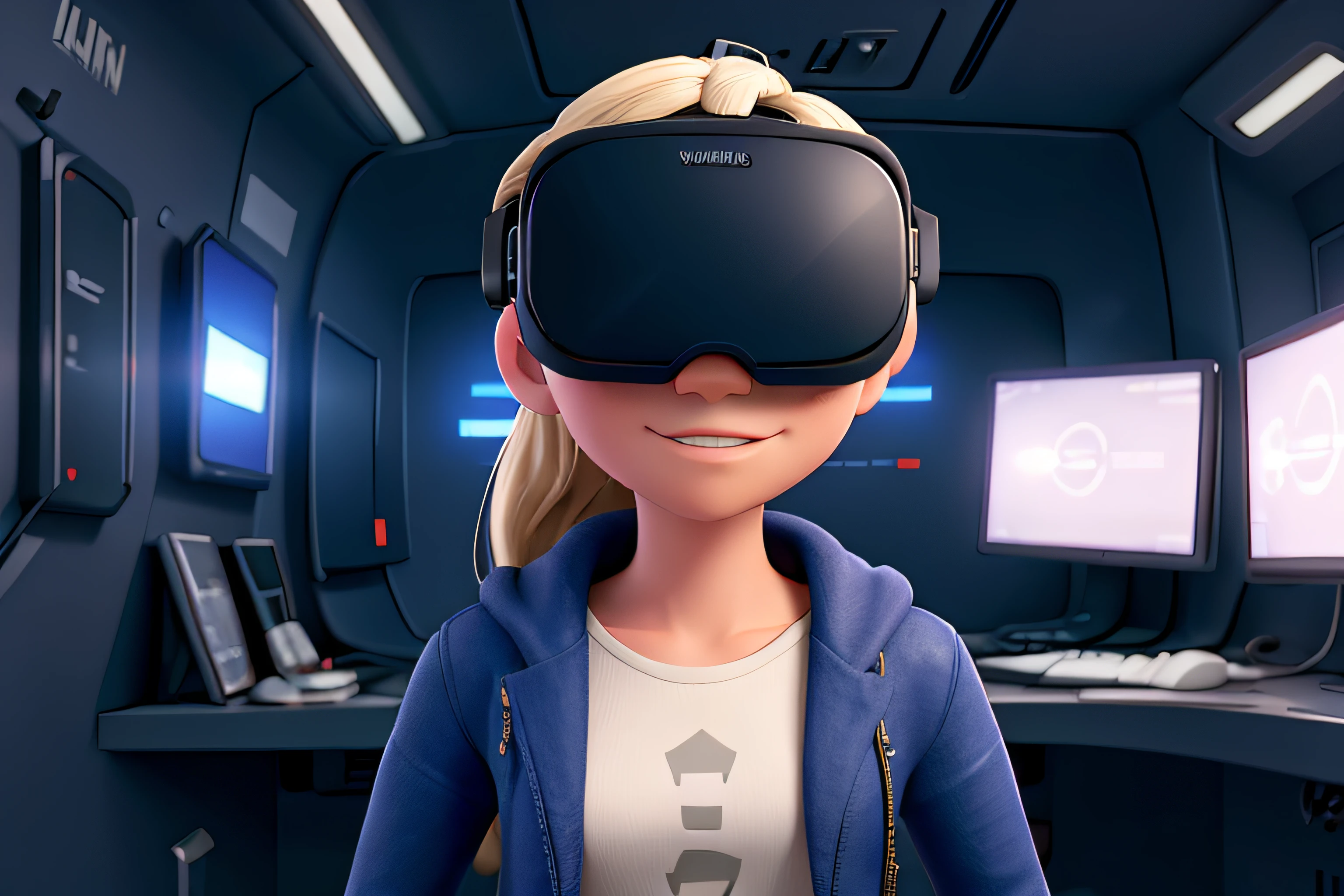 person from the future with virtual reality glasses connected to the metaverse