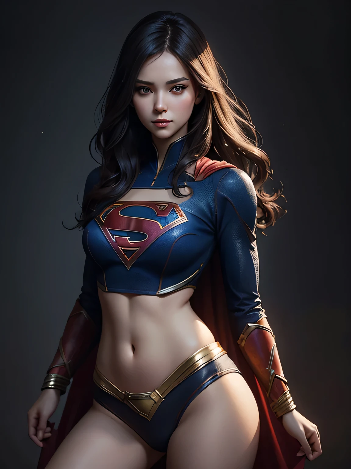 Supergirl, tenue of prostitutes, sexy, dentelle, crop top, jupe ultra courte, jambes nues, Pose pour un photographe, instagram pose, Portrait du personnage, 4 9 9 0 s, cheveux longs, complexe, elegant, highly detailed, digital painting, ArtStation, Art conceptuel, lisse, mise au point nette, illustration, Illustration par Wlop, Charlie Bowater et Alexandra Fomina