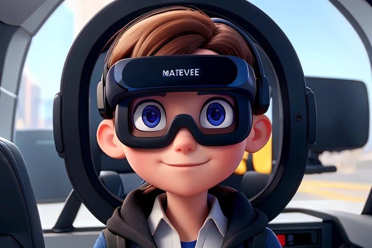 person from the future with virtual reality glasses connected to the metaverse