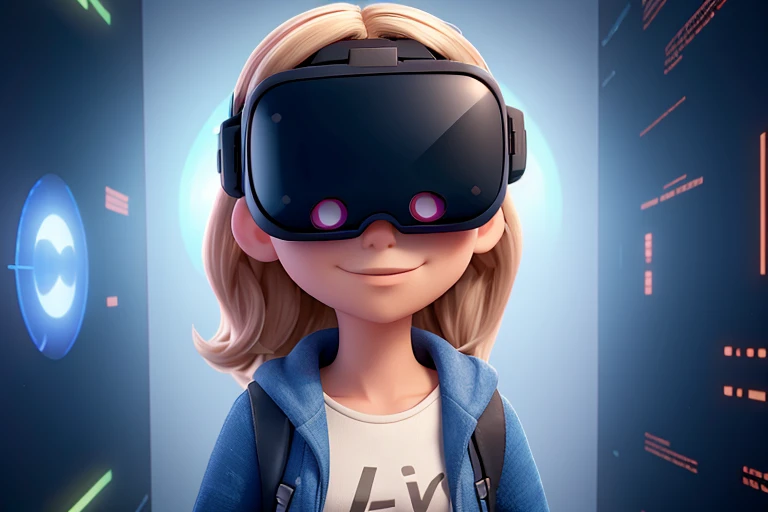 person from the future with virtual reality glasses connected to the metaverse