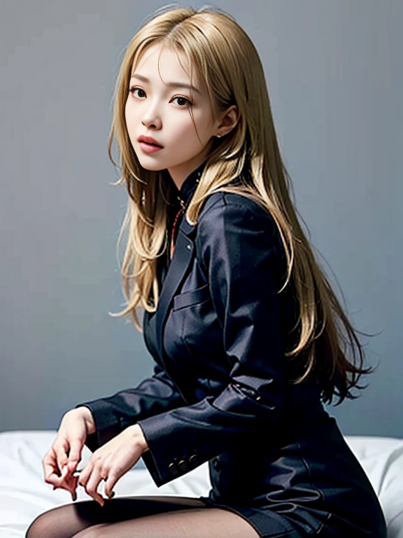 an beautiful,
(((tmasterpiece))), ((Best quality)), ((intricately details)), ((hyper realisitc)), Ridiculous resources, 摩洛解放阵线, Mature woman, (),Perspectives, The content is very detailed, lamplight, Perfect hands, detailed finger, 美丽细致lewd eyes, Long blonde hair, 棕色lewd eyes, CEO, (Professional Dress:1.2), Blazer in similar color scheme,Paired with thin lapel dress,Black leather pantyhose,Pink collar, ear nipple ring, livestock, detailedbackground, Bedrooms, 完美lewd eyes, lewd eyes, looking at viewert, seen from the side