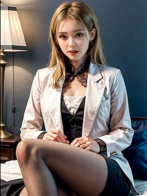 an beautiful,
(((tmasterpiece))), ((Best quality at best)), ((intricately details)), ((hyper realisitc)), Ridiculous resources, 摩洛解放阵线, Mature woman, (),Perspectives, The content is very detailed, lamplight, Perfect hands, detailed finger, 美丽细致lewd eyes, Long blonde hair, 棕色lewd eyes, CEO, (Professional Dress:1.2), Blazer in similar color scheme,Paired with thin lapel dress,Black leather pantyhose,Pink collar, ear nipple ring, livestock, detailedbackground, Bedrooms, 完美lewd eyes, lewd eyes, looking at viewert, seen from the side