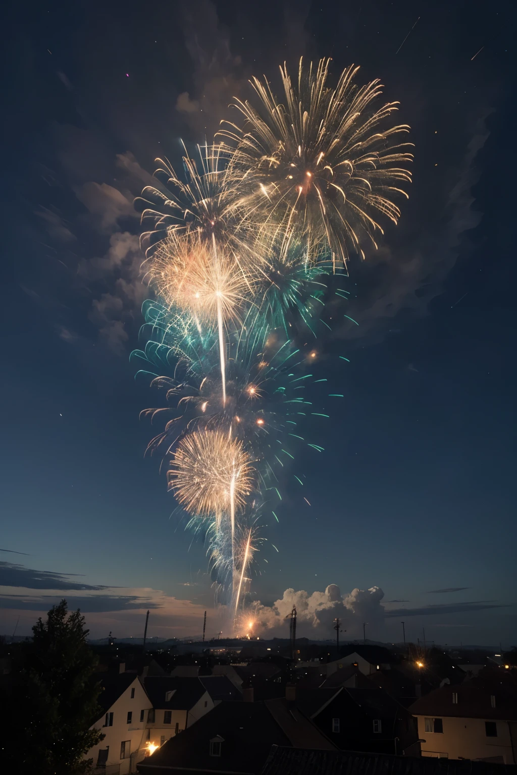 Ein feuerwerk am dunklen himmel