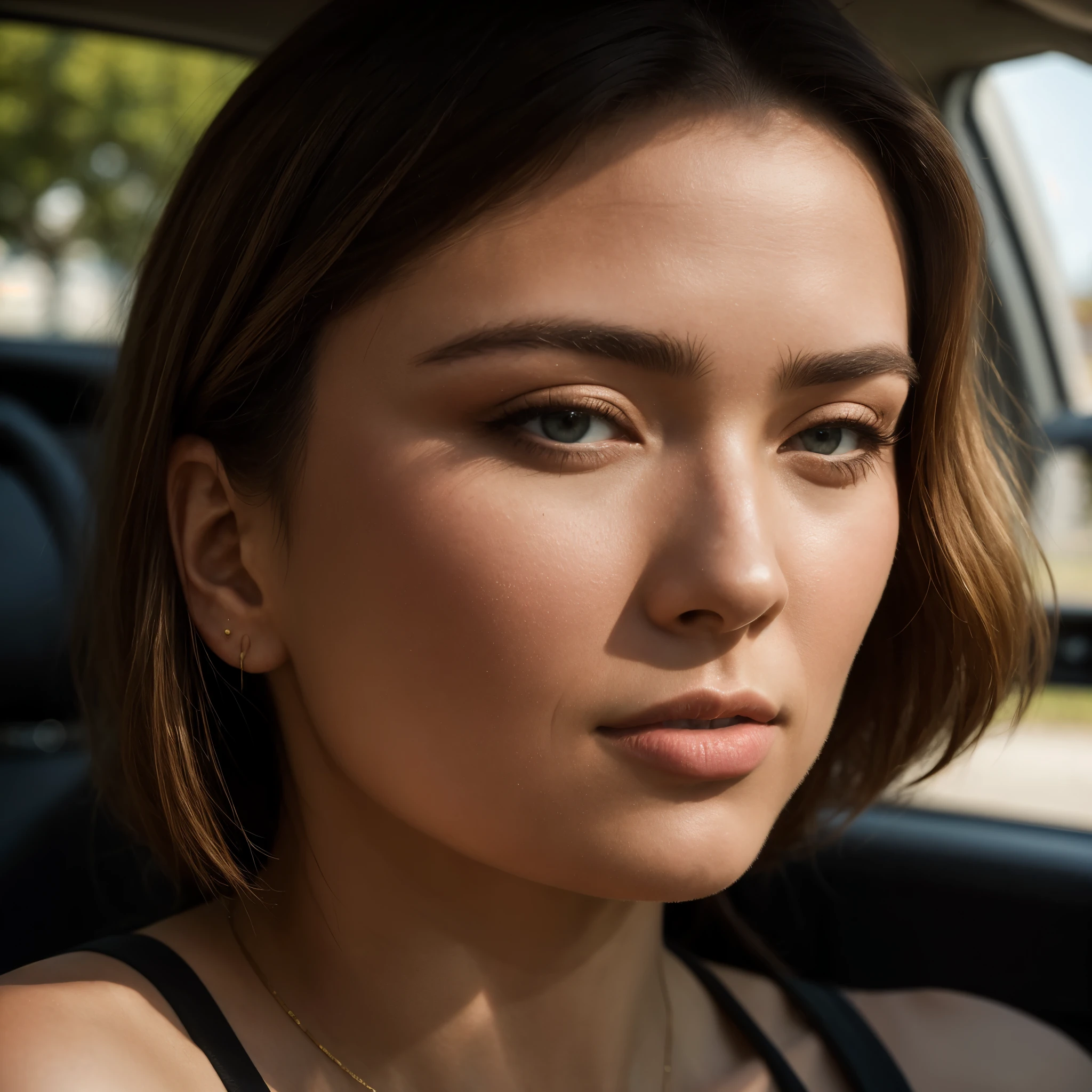 Belle femme rousse, 30 ans. (general plan), (dans sa voiture), (Marche), cheveux courts, Peau detaildede et avec des grains de beauté, abdomen, photographie Realstic, photographie, (Taille parfaite), шедевр, Realstic, realism, rendering, high contrast, art numérique photographie Realstic tendance dans Artstation 8k HD Realstic haute définition detaildede, detailded, texture de la peau, hiper detailded, textura de pele Realstic, (background, dans une ville historique, Ville antique), beste-Qualit, ultra highres, (photographierRealstic: 1.4),, high resolucion, detailded, photographie crua, tranchant, par Lee Jeffries Nikon D850 Film Stock Photographie 4 Kodak Portra 400 Camera F1.6 lentilles riches couleurs hyper Realstics texture dramatique lumière tendance irRealstic sur ArtStation Cinestill 800,