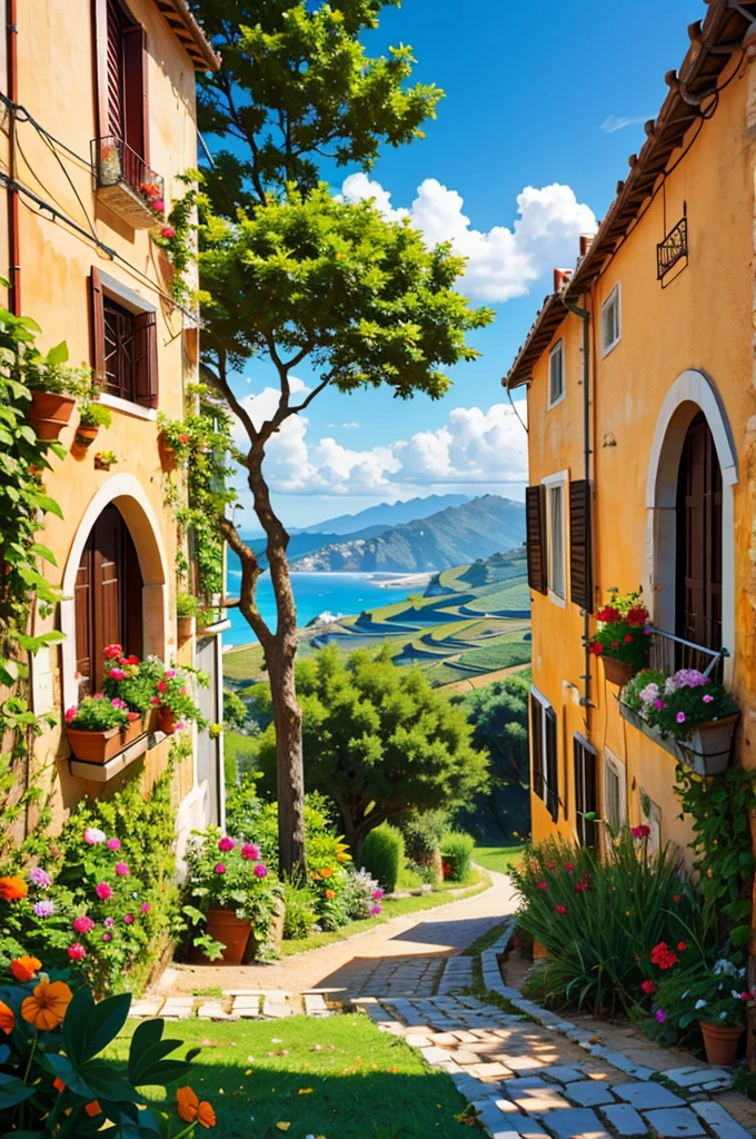 Paysage Sicile avec des plantations d'orange
