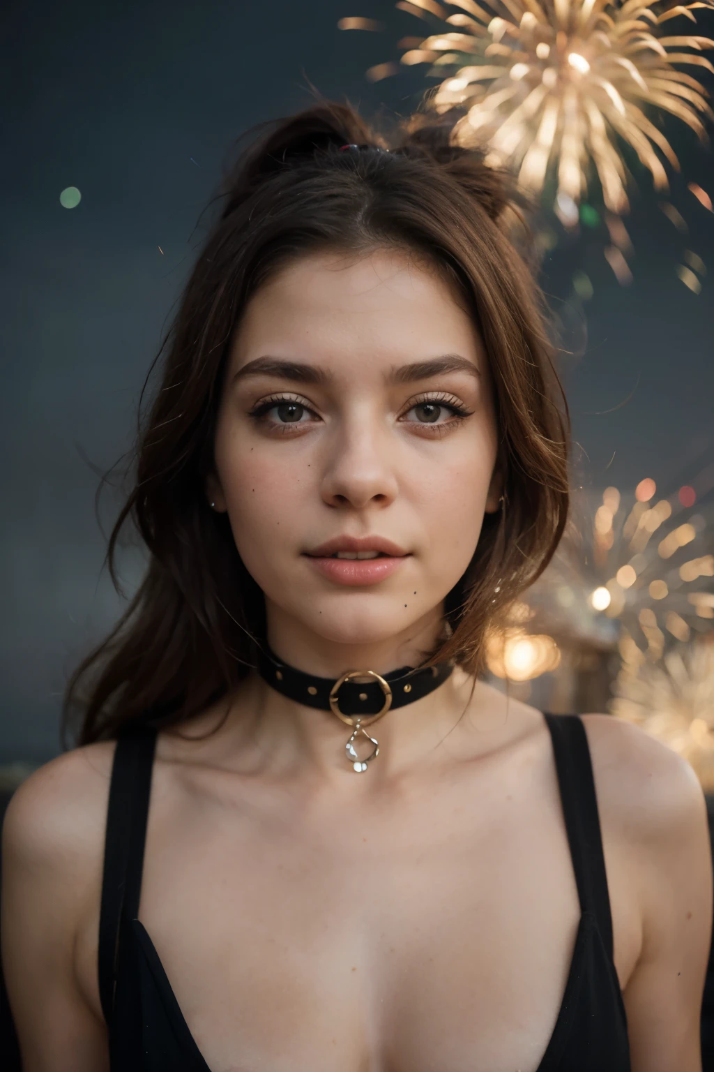 Power, Luck, Glitter , "2024" , firework , european girl in steel-collar