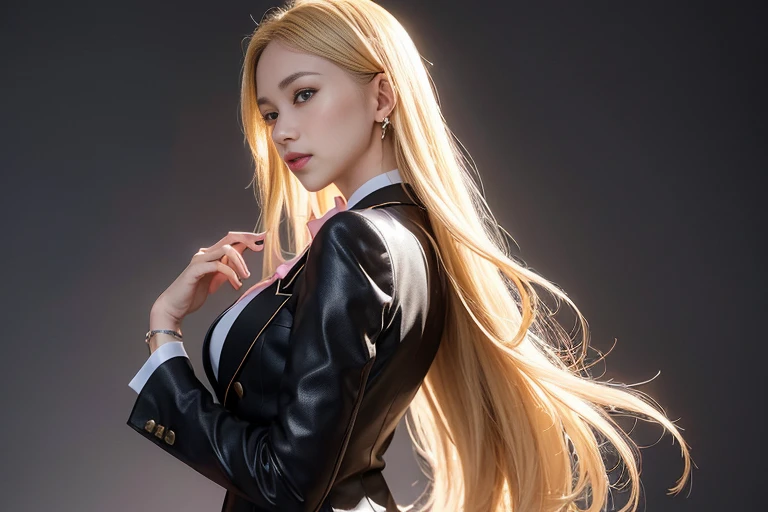 an beautiful,
(((tmasterpiece))), ((Best quality)), ((intricately details)), ((hyper realisitc)), Ridiculous resources, 摩洛解放阵线, Mature woman, (),Perspectives, The content is very detailed, lamplight, Perfect hands, detailed finger, 美丽细致lewd eyes, Long blonde hair, 棕色lewd eyes, CEO, (Professional Dress:1.2), Blazer in similar color scheme,Paired with thin lapel dress,Black leather pantyhose,Pink collar, ear nipple ring, livestock, detailedbackground, Bedrooms, 完美lewd eyes, lewd eyes, looking at viewert, seen from the side
