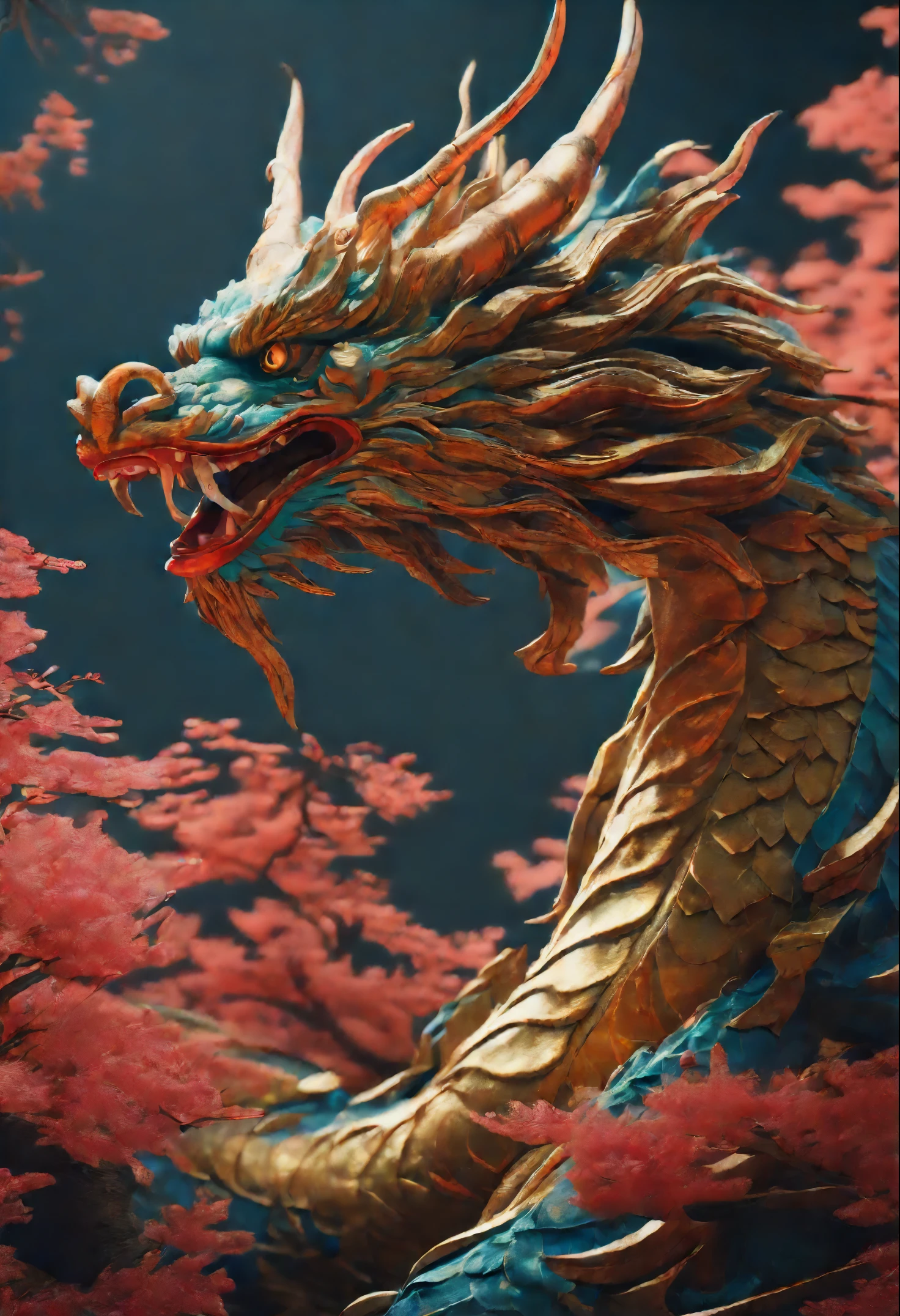 3d japanese dragon, Japanese zodiac dragon,Flying, Huge, 3D art of an encapsulated dragon, Stunning artwork, Very high quality artwork, beautiful artwork, Hyper-Realism, beeple colors, Japanese traditional colors, Wide Shot, (Best Quality,4K,8K,hight resolution,masutepiece:1.2),Ultra-detailed,(Realistic,photoRealistic,photo-Realistic:1.37),nffsw,nffsw,Studio Lighting,Ultra-fine painting,Sharp Focus,Physically-based rendering,extreme detail description,Professional,Vivid colors,Bokeh. Attention:original art