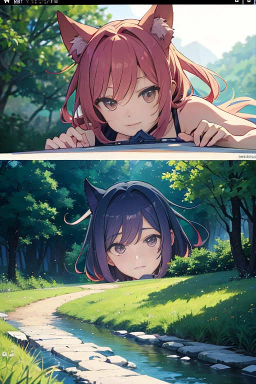 一个男人和一个女人在树林里的小路上行走的anime scene, TV animation stills, anime movie screenshot, Today’s recommended anime is still, animation stills, in the anime film, anime scene, anime still images, Screenshot of the 2012 animation, screenshot from the anime film, anime movie scene, anime lush john 8k forest