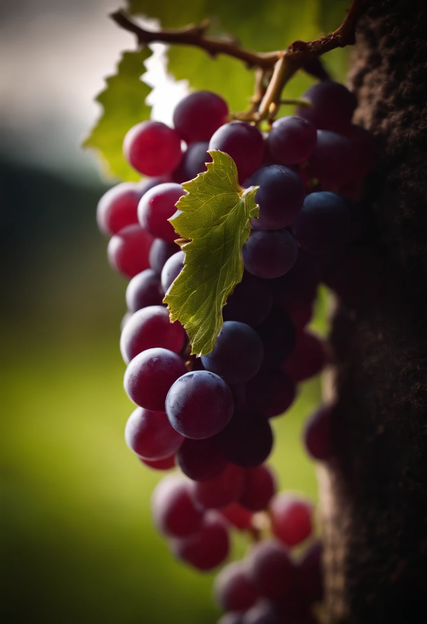 a detail shot of a single grape, highlighting its translucent skin, the texture of the seeds, and the vibrant color of the flesh