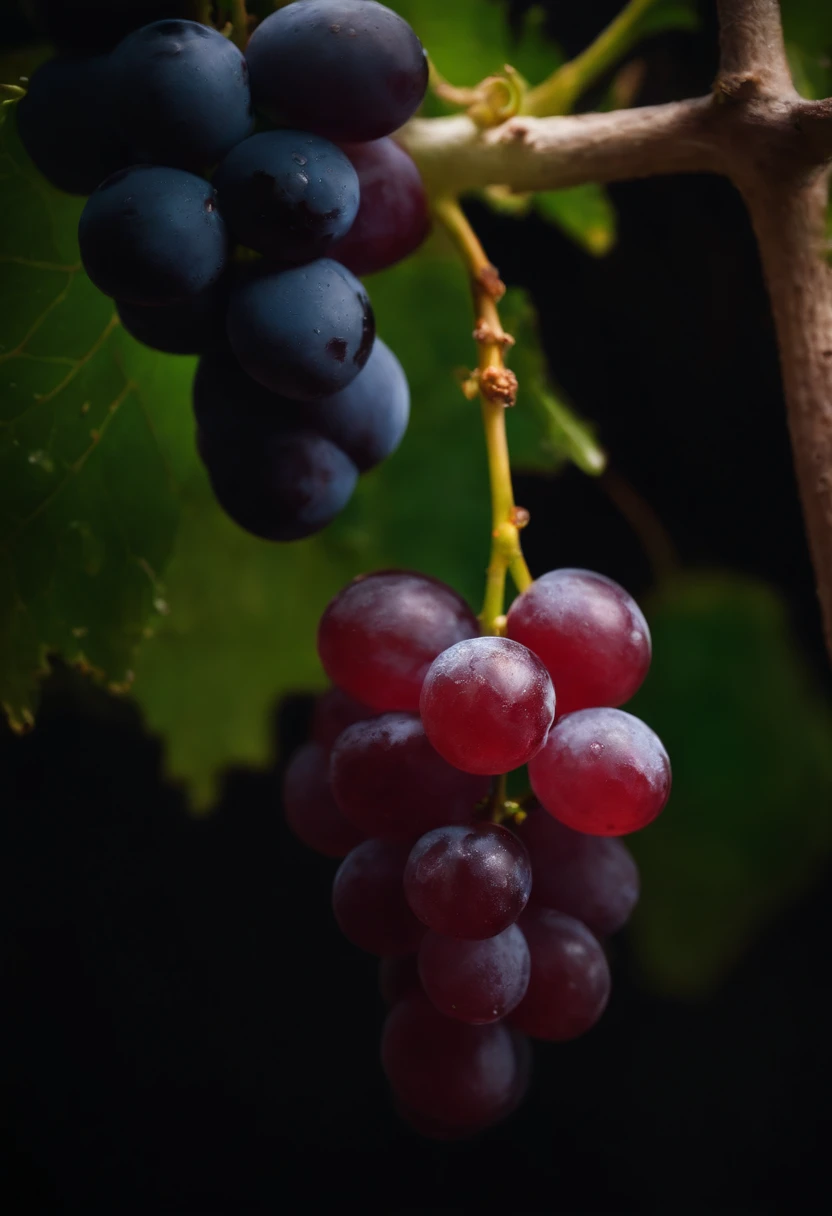 a detail shot of a single grape, highlighting its translucent skin, the texture of the seeds, and the vibrant color of the flesh