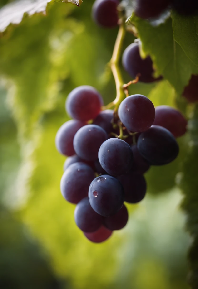 a detail shot of a single grape, highlighting its translucent skin, the texture of the seeds, and the vibrant color of the flesh