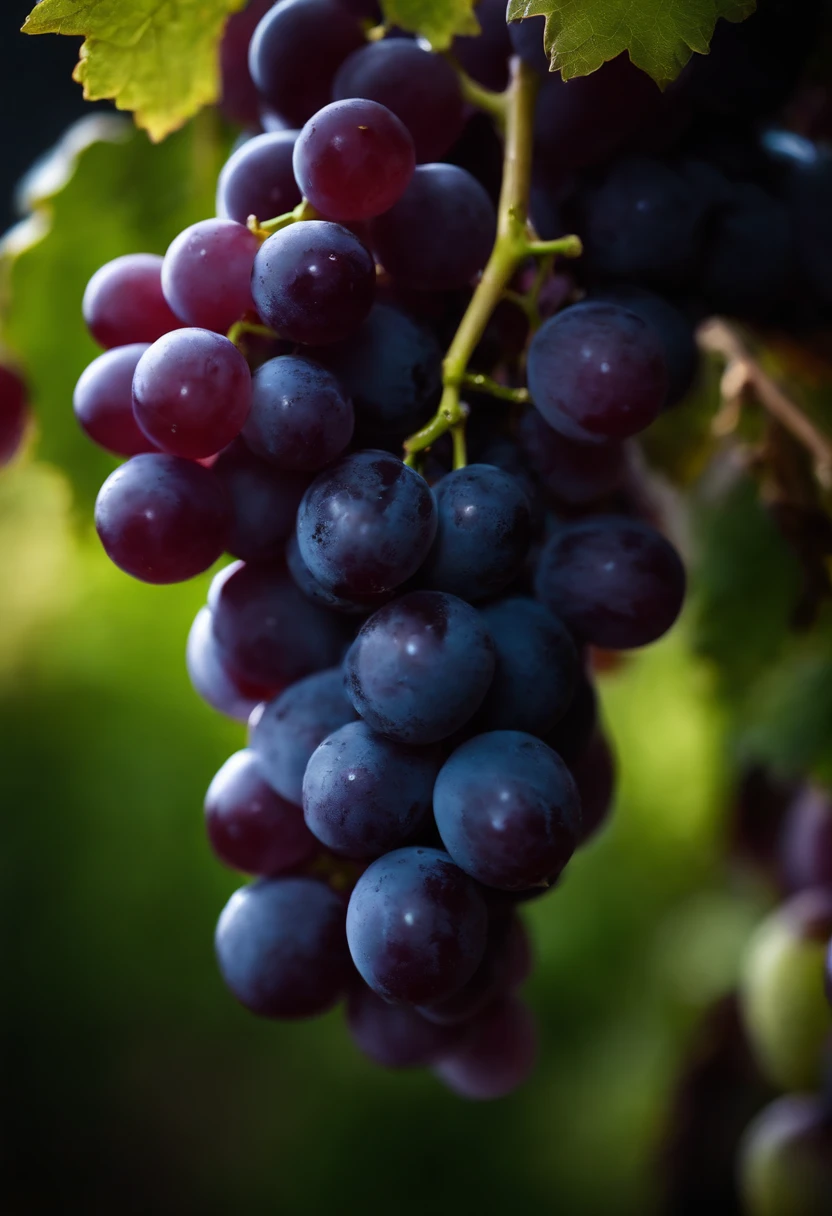 an abstract shot of grape clusters arranged in a visually interesting pattern or design, experimenting with creative compositions and lighting techniques to create a visually striking image
