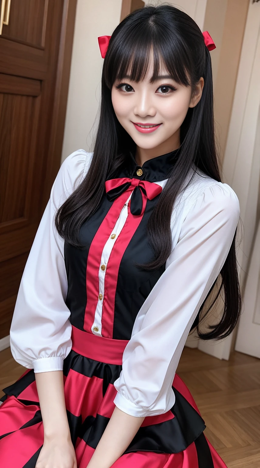 1girl with、30 years old、Look at the viewer、smile、 lolita、different colors seductive outfit、Just sexy
