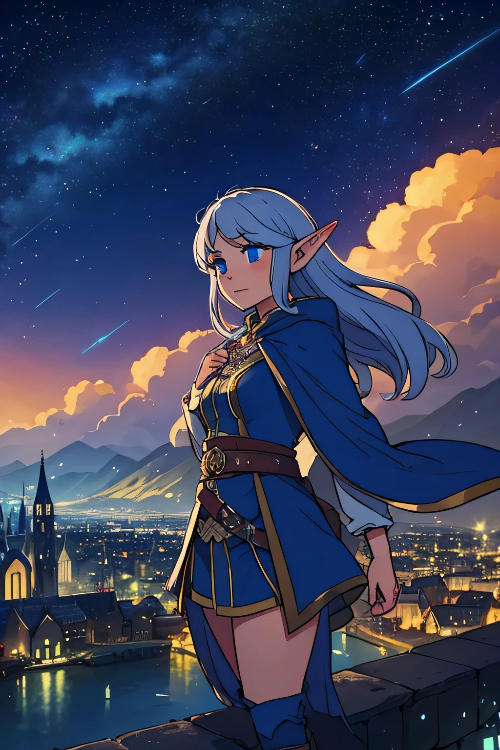Álfheimr city of elfs beautiful with a lot of stars in the sky