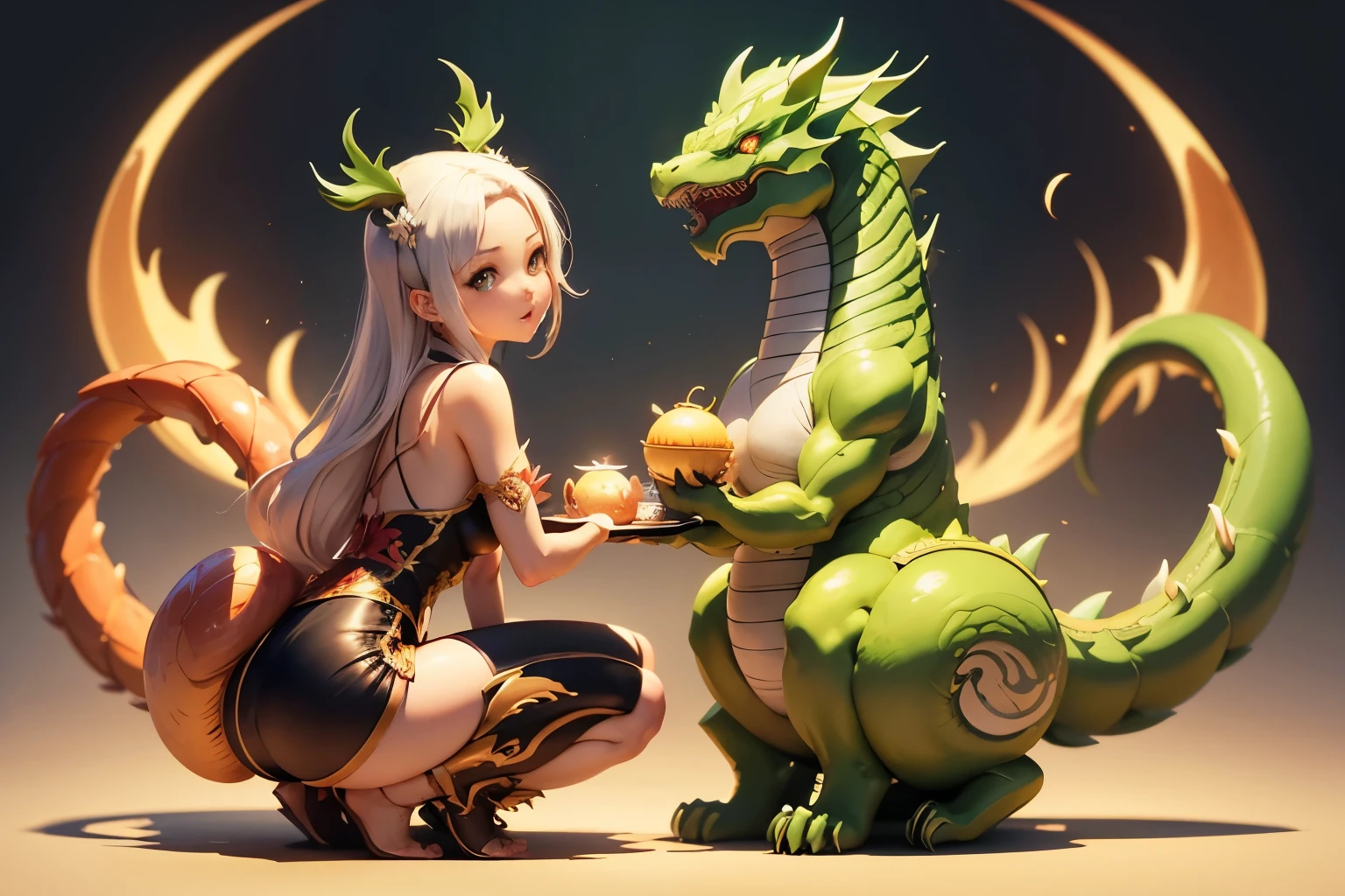 concept-art、shenron、❴cute description❵、charicature、Fantasia、(A depiction that makes the viewer happy)、A composition that captivates the viewer、masutepiece、8K