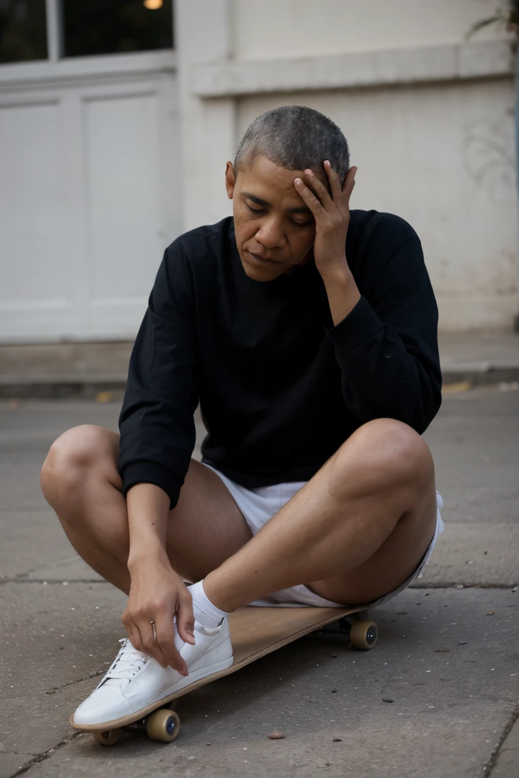 Barrack obama on a skateboard as an emo