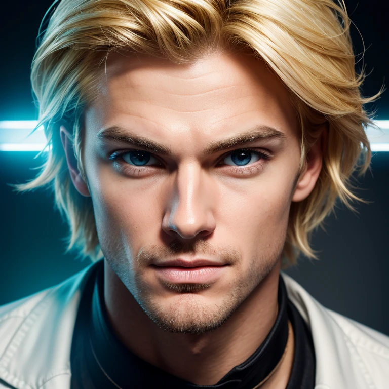 Generate images of the male character, blonde, expressing excitement, surprise, and curiosity. Capture dynamic facial expressions that convey enthusiasm, astonishment, and inquisitiveness while maintaining the overall tech-savvy and approachable demeanor.