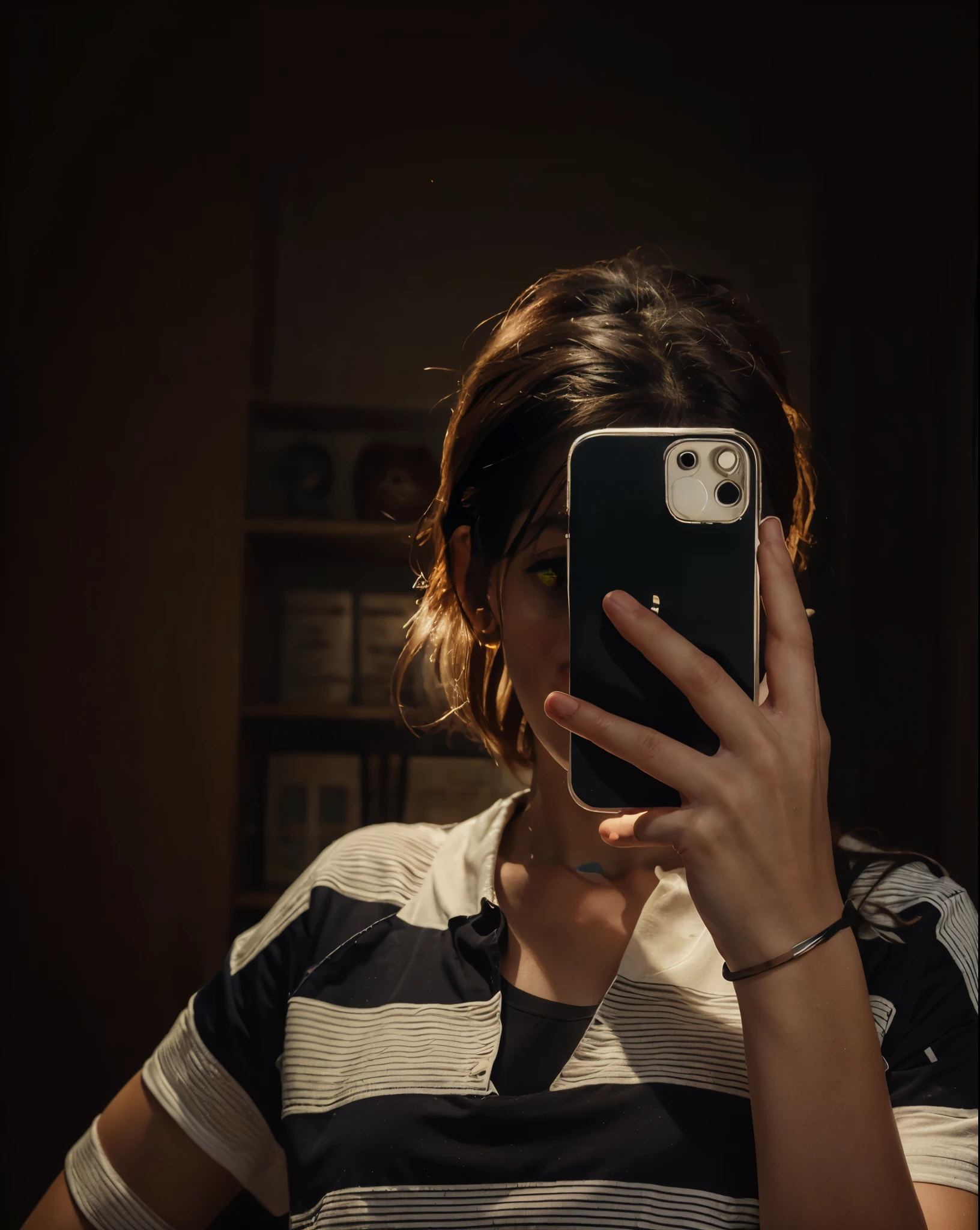 Best quality, masterpiece, ultra high res, (photorealistic:1.4), raw photo, 1girl, offshoulder, in the dark, deep shadow, low key, cold light