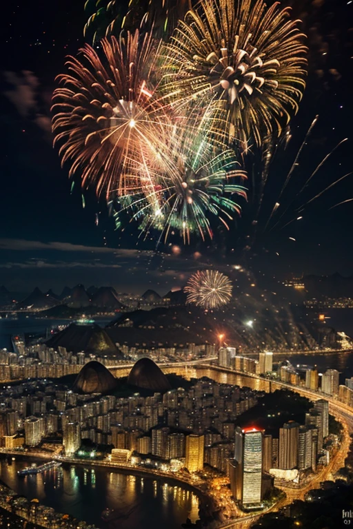 beautifull city, fireworks, no human, happy new year, Brazil, Rio de Janeiro