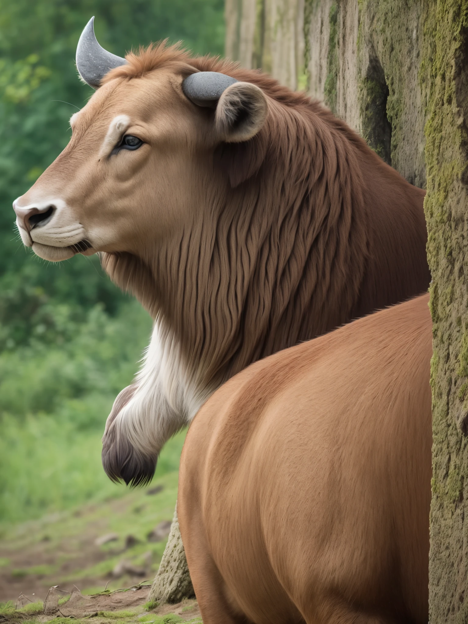 A peacefully grazing Buffalo that looks around curiously , fotografia, textura de pele realista, fotorrealista, hiper-realismo, altamente detalhado, fotografia de retrato de 85 mm, award-winning photography with hard rim lighting – beta –ar 16:9 –s 5000 –testp –upbeta –upbeta –upbeta --auto --s2
