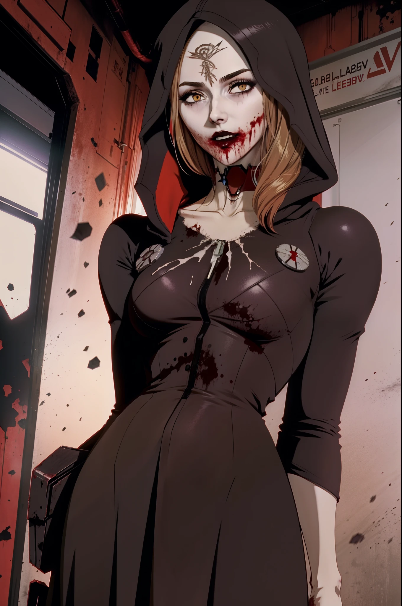 evangelion anime style DanielaV4 her clothes are bloody