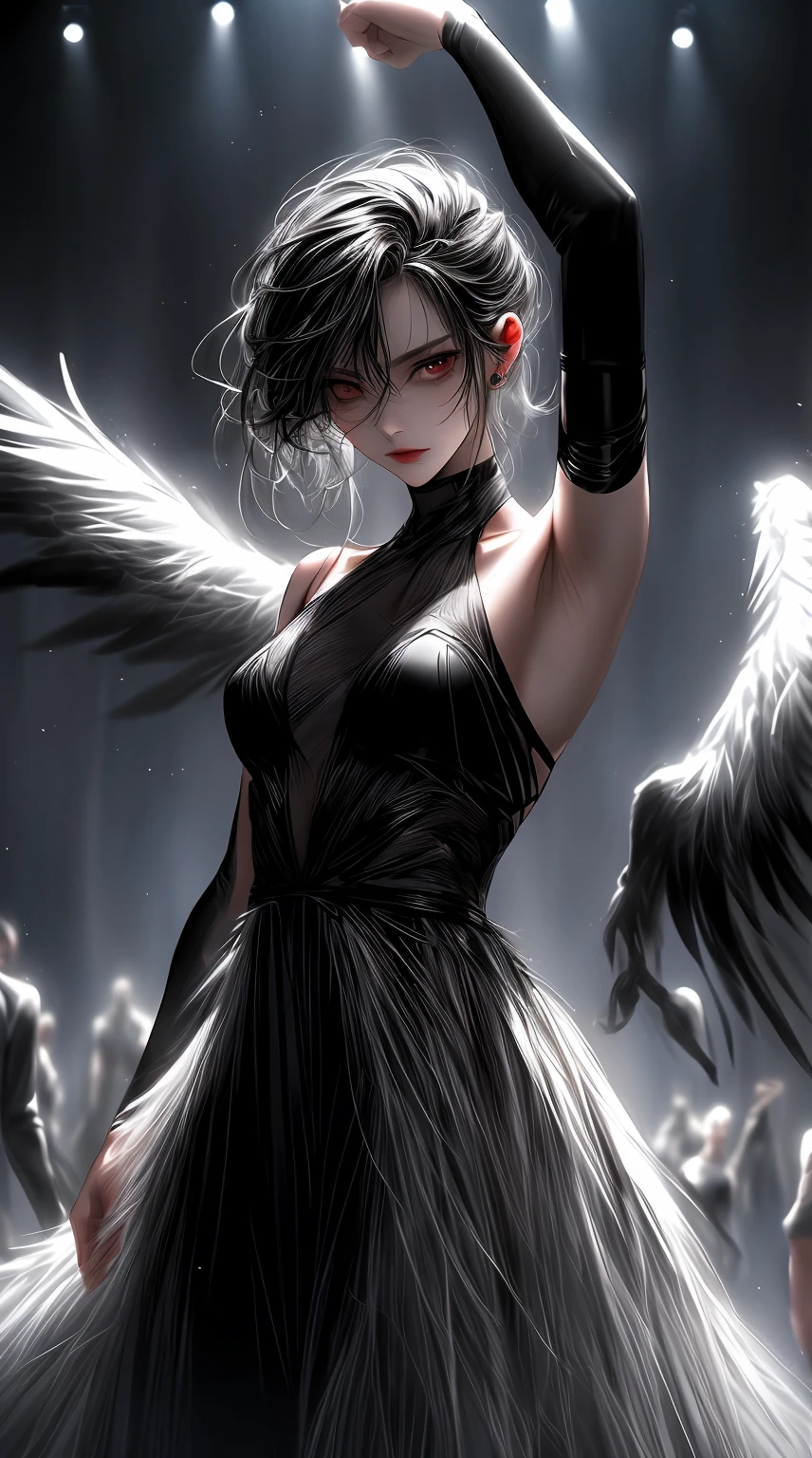 YOUR IMAGINATION IN ART>"

This is a movie《black swan》prompts for the topic。Below is the detailed prompt I generated：

"black swan,darren aronofsky film,translucent clothes,mysterious atmosphere,long dark feathers,flickering stage lights,dramatic poses,elegant ballet moves,expressive eyes,feathery tutus,breathtaking dance,emotional intensity,strong contrast,secluded backstage,haunting beauty,dance studio,ethereal lighting,graceful movements,thrilling performance,captivating suspense,unique cinematography,dreamlike sequences,mesmerizing artistry,enigmatic storyline,obsession and perfection,psychological exploration,intense emotions,artistic vision,the pursuit of excellence,creativity unleashed,vibrant colors,dynamic composition,impeccable technique,audience's anticipation,intriguing characters,mysterious duality,artificial intelligence,enhancing artistic expression,unleashing creativity,expanding artistic boundaries,unconventional experimentation,transformative technology,powerful artistic tool,augmenting imagination,unleashing new possibilities"