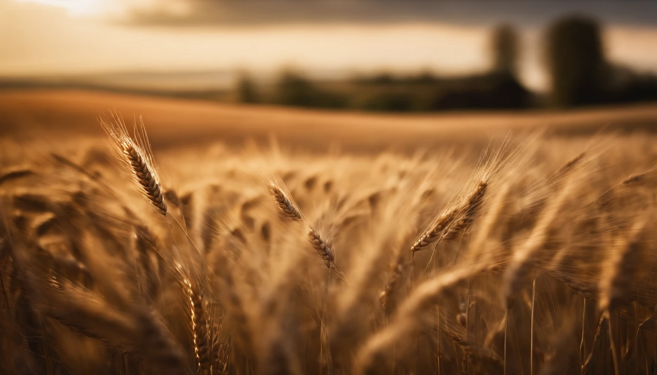 an abstract shot of the wind rustling through the wheat field, experimenting with long-exposure techniques to create a sense of movement and tranquility