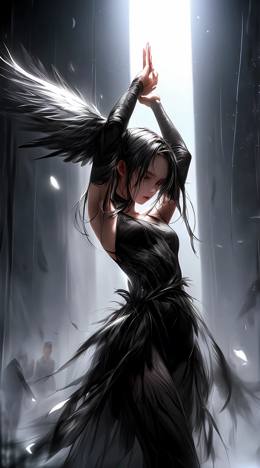 YOUR IMAGINATION IN ART>"

This is a movie《black swan》prompts for the topic。Below is the detailed prompt I generated：

"black swan,darren aronofsky film,translucent clothes,mysterious atmosphere,long dark feathers,flickering stage lights,dramatic poses,elegant ballet moves,expressive eyes,feathery tutus,breathtaking dance,emotional intensity,strong contrast,secluded backstage,haunting beauty,dance studio,ethereal lighting,graceful movements,thrilling performance,captivating suspense,unique cinematography,dreamlike sequences,mesmerizing artistry,enigmatic storyline,obsession and perfection,psychological exploration,intense emotions,artistic vision,the pursuit of excellence,creativity unleashed,vibrant colors,dynamic composition,impeccable technique,audience's anticipation,intriguing characters,mysterious duality,artificial intelligence,enhancing artistic expression,unleashing creativity,expanding artistic boundaries,unconventional experimentation,transformative technology,powerful artistic tool,augmenting imagination,unleashing new possibilities"