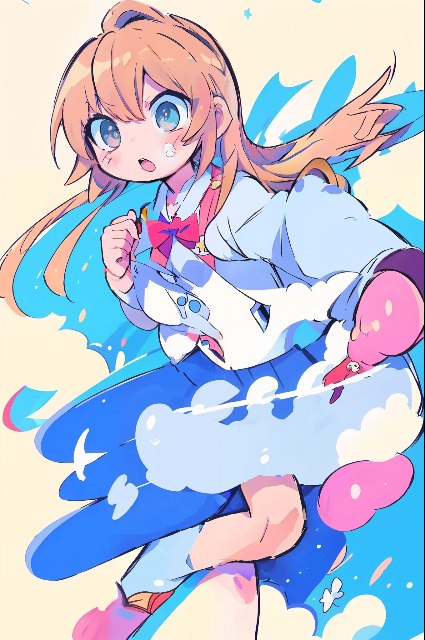 ((masutepiece)), ultra-quality, masutepiece,absurderes,Best Quality,High quality,1girl in,Taiga Aisaka,Twin-tailed,Blue skirt,School uniform,Pleated skirt,a black ribbon,thighs thighs thighs thighs,Red jacket,Sitting,Looking at Viewer,(flat chest:1.1) ),Upper body,, golden section, lens highlights focus, Large aperture, side light effect, White background, clear details, Bright tones, very impactful picture, clear brush, Half body, full of details, Vivid eyes, Chasing light and shadow