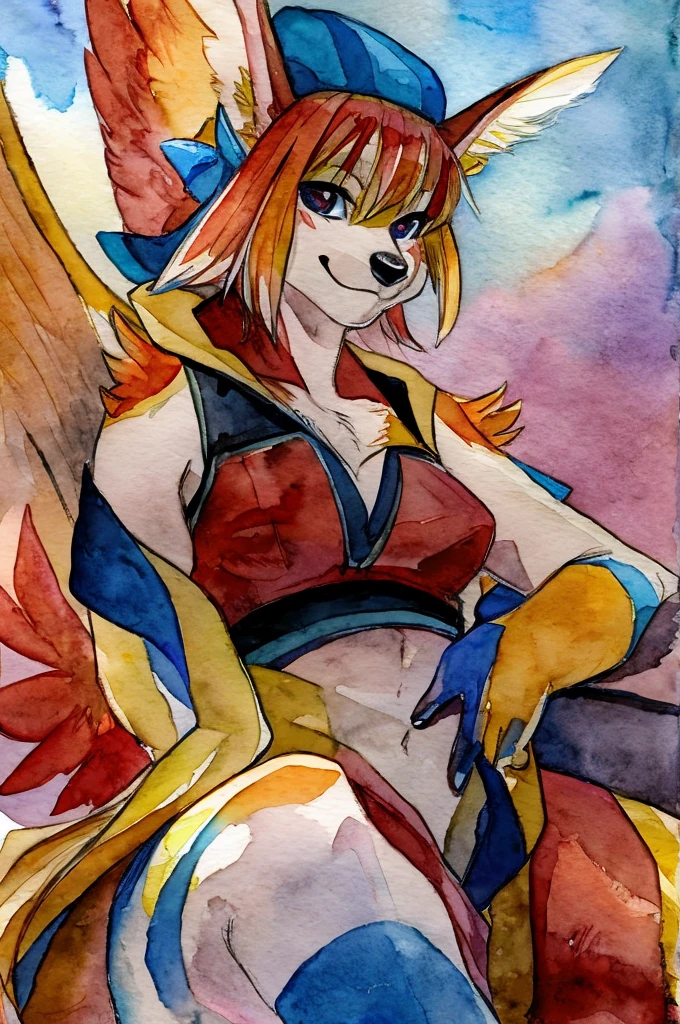 oiseaux, Style manga japonais, croquis, Watercolor Colors.