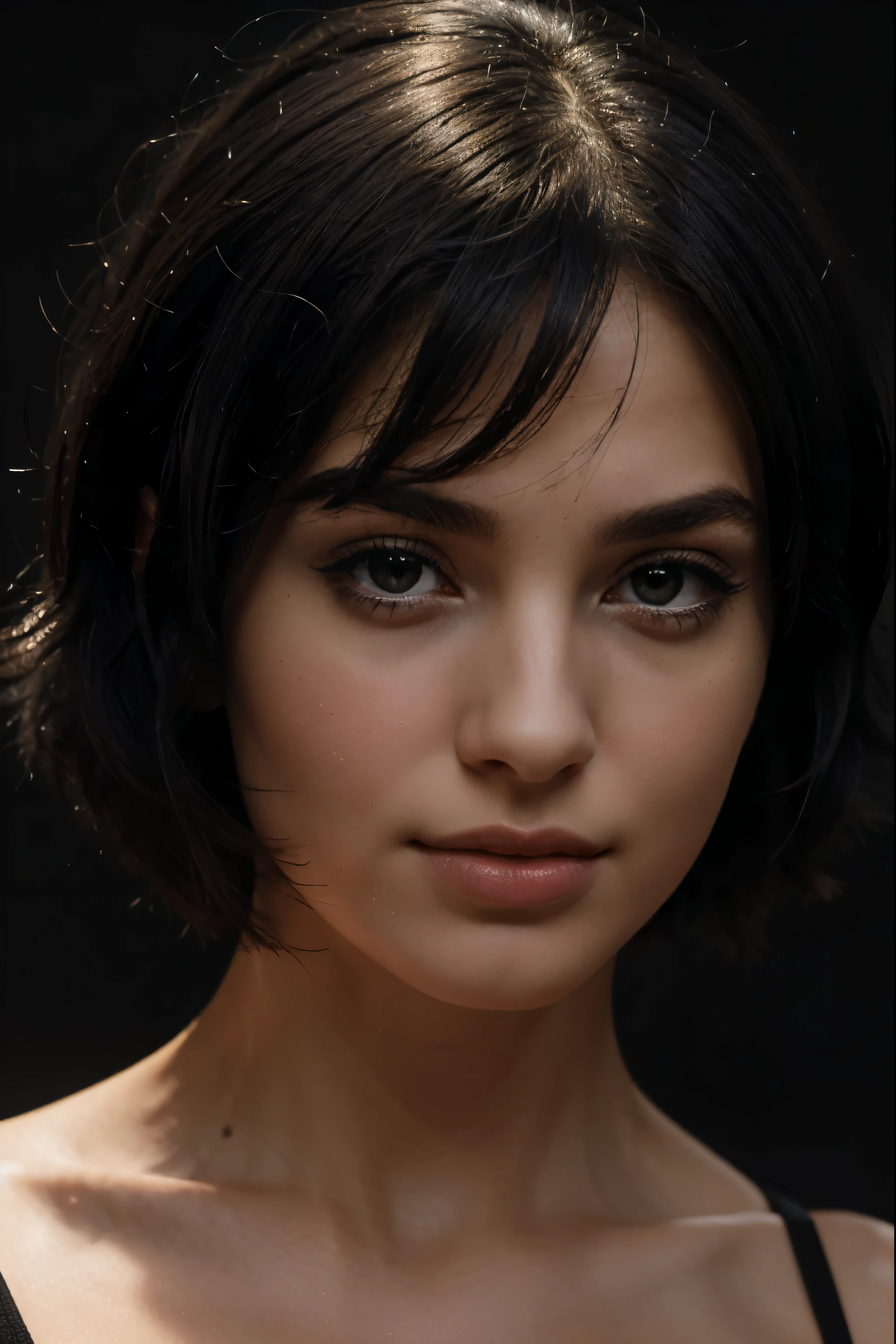 (masterpiece:1.3), (8k, photorealistic, RAW photo, best quality: 1.4), (1girl), beautiful face, (realistic face), (black hair, short hair:1.3), beautiful hairstyle, realistic eyes, beautiful detailed eyes, (realistic skin), beautiful skin, (sweater), absurdres, attractive, ultra high res, ultra realistic, highly detailed, golden ratio