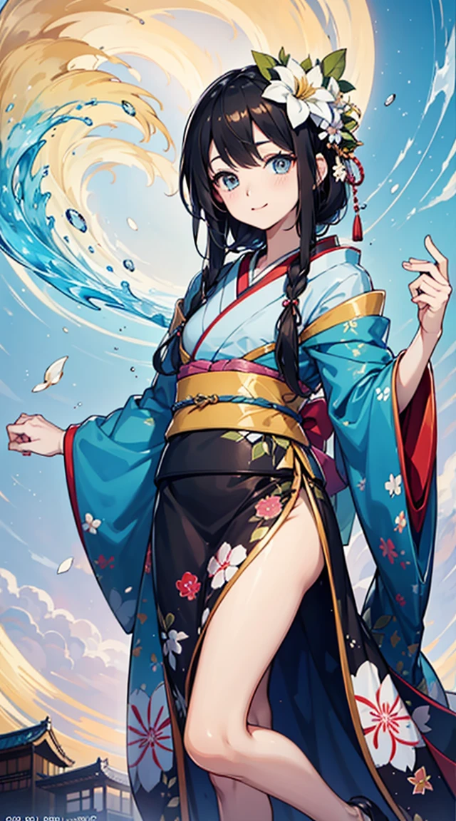 {{{{tmasterpiece}}}}, {{{ultra - detailed}}}, {{{High- sharpness}}}, {{Good anatomy}}, (((best qualtiy))), ((Very fine and beautiful)), {{Very detailed and sophisticated}}, {8k cg wallpaper}, {{illustratio}}, (florals:1.2), (color difference:1.2), a matural female, (1girll:1), adolable,Enchanted,独奏, florals魁, (Japan clothes:1.2), medium curve,very small amount of eyeliner
