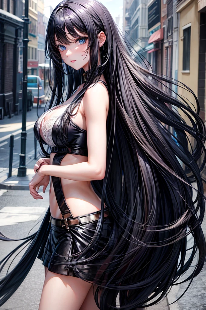 girl, long black hair, blue eyes, sexy