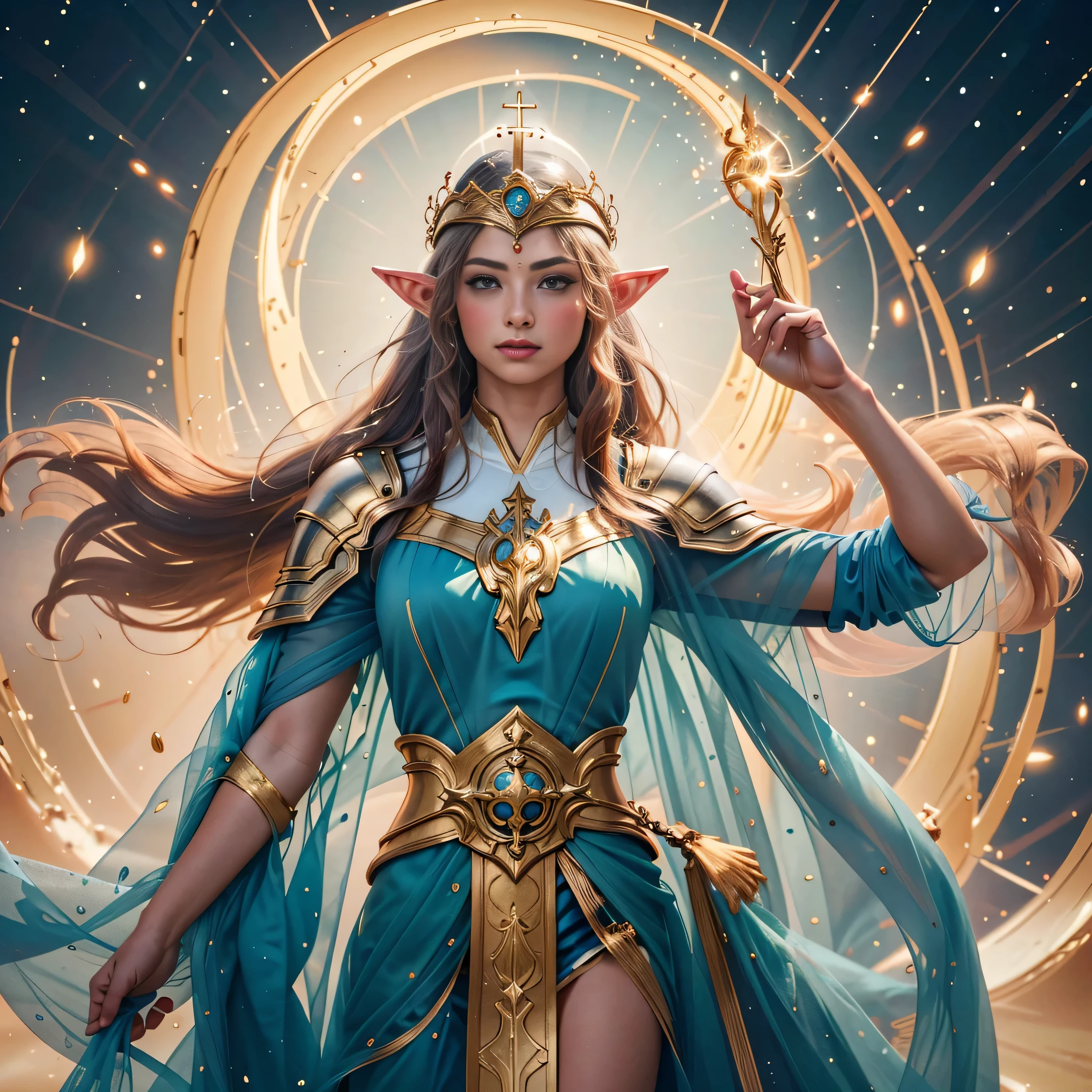 (8k, Foto RAW, melhor qualidade, senhor:1.8), (Realistic, photo-Realistic:1.5) uma imagem dos desenhos animados de uma mulher com cabelo longo e um vestido azul, feiticeira, Obra-prima Deusa da Tristeza, Nos, sacerdotisa, godess do mal, high sacerdotisa, jellyfish sacerdotisa, mystical atlantean valkyrie, portrait knights of zodiac girl, knights of zodiac girl, feiticeira, Vincent di Fate Nausicaa, SEIOS FARTOS, SEIOS GRANDE, PEITO GRANDE, SEIOS QUENTES, mystical elf