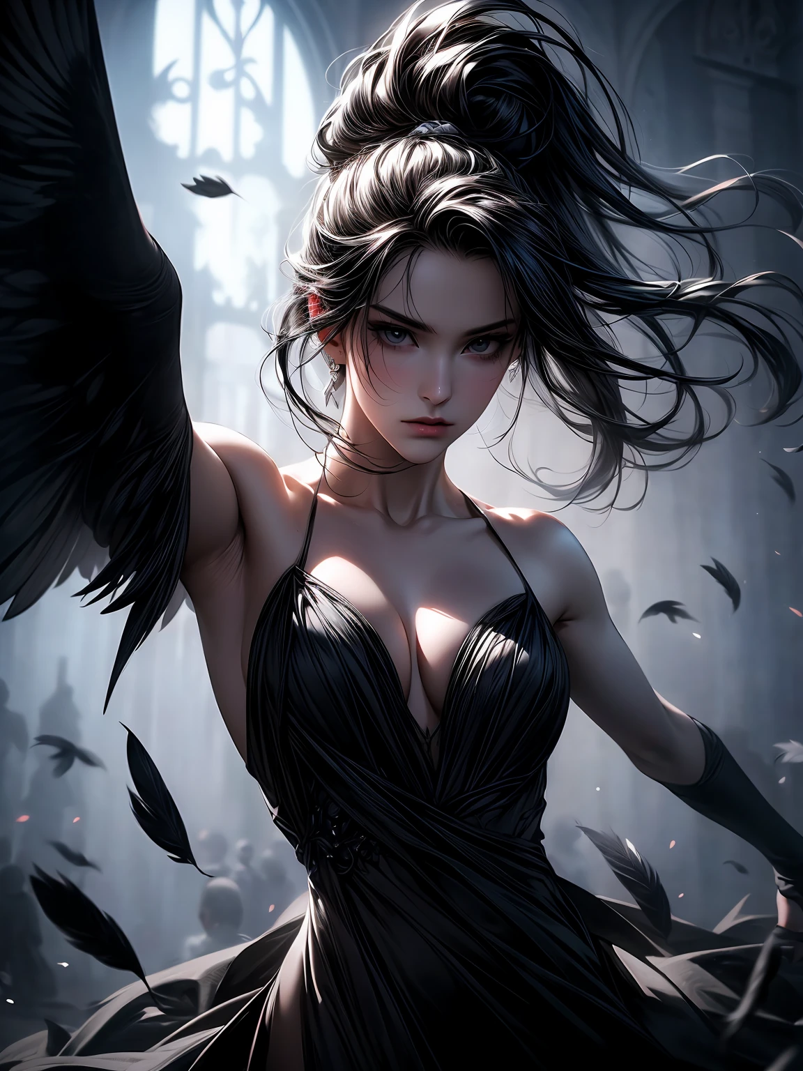 (best quality,4k,8k,highres,masterpiece:1.2),ultra-detailed,(realistic,photorealistic,photo-realistic:1.37),dark, mysterious, captivating, intense, emotional, breathtaking, powerful, Black Swan dance, hidden secrets, exquisite beauty, deep shadows, graceful movements, feathers flowing, delicate balance, enigmatic passion, flawless performance, mesmerizing artistry, hauntingly beautiful, dramatic contrast, dynamic lighting, ethereal atmosphere, evocative, enigmatic, enigma of perfection, intense focus, elegant presence, captivating intensity, mysterious allure, entrancing performance, dark elegance, alluring darkness, dynamic poses, emotional expression, fluid transitions.