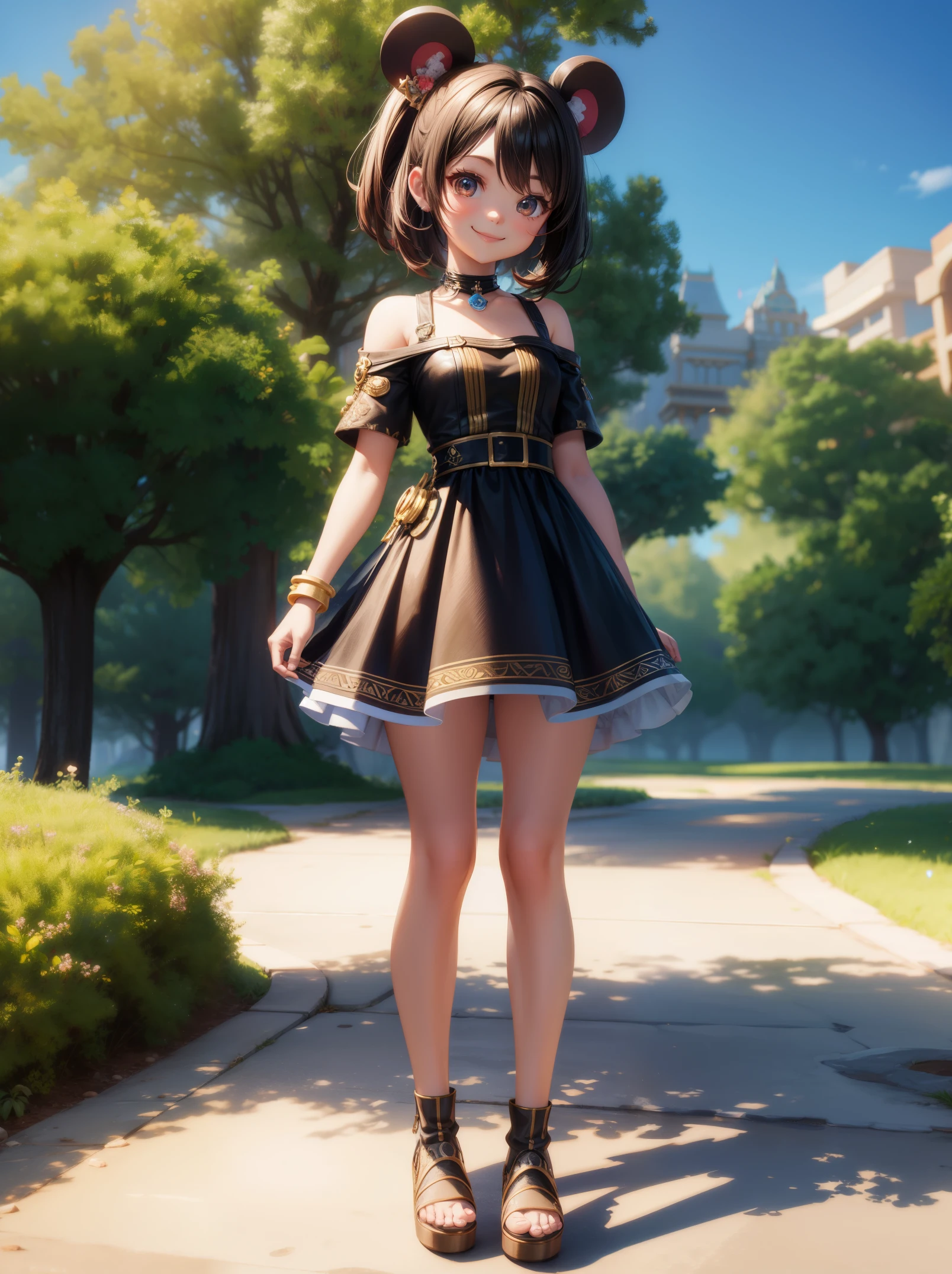 Disney style, Chibi, Whole body, Cute, Smiling, Unreal Engine, Detailed
