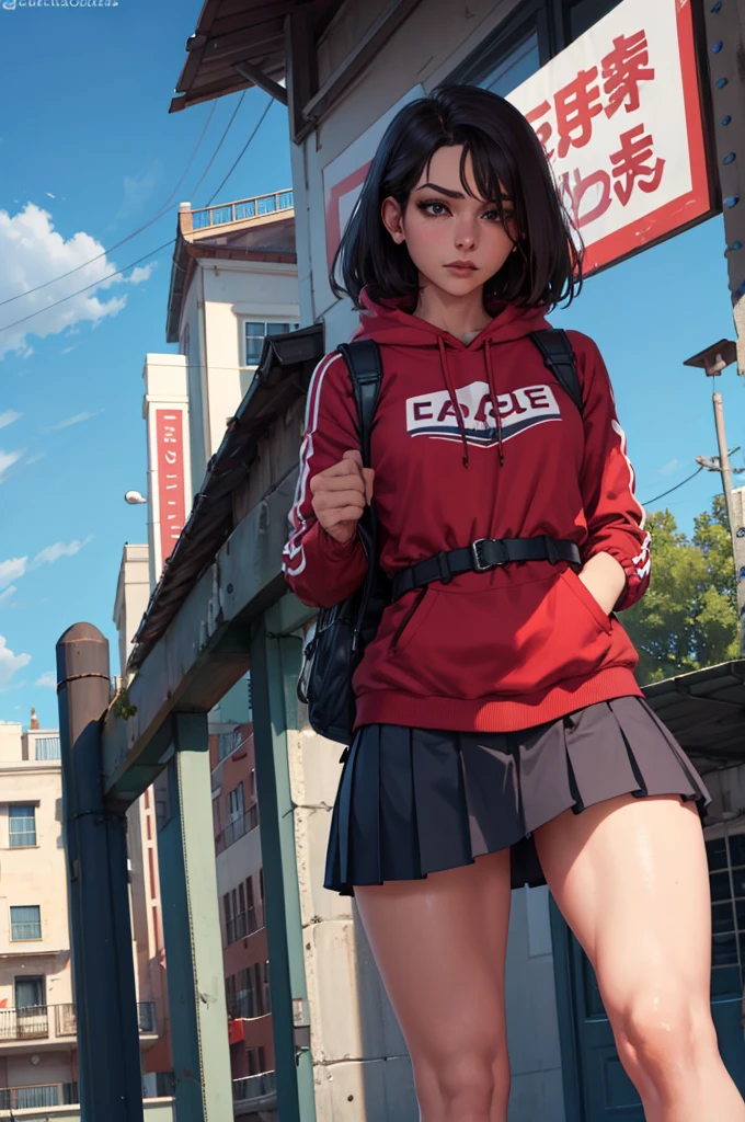 (ultrarrealista) Girl seen from the ground, It's okay to wear a skirt, Vista desde abajo, Puedo ver mis bragas, senos medianos, ((muy detallado)), (cara perfectamente detallada), (Manos altamente detalladas), Photorealistic images,bragas blancas,Falda hacia arriba,Bragas de encaje encima de una enorme